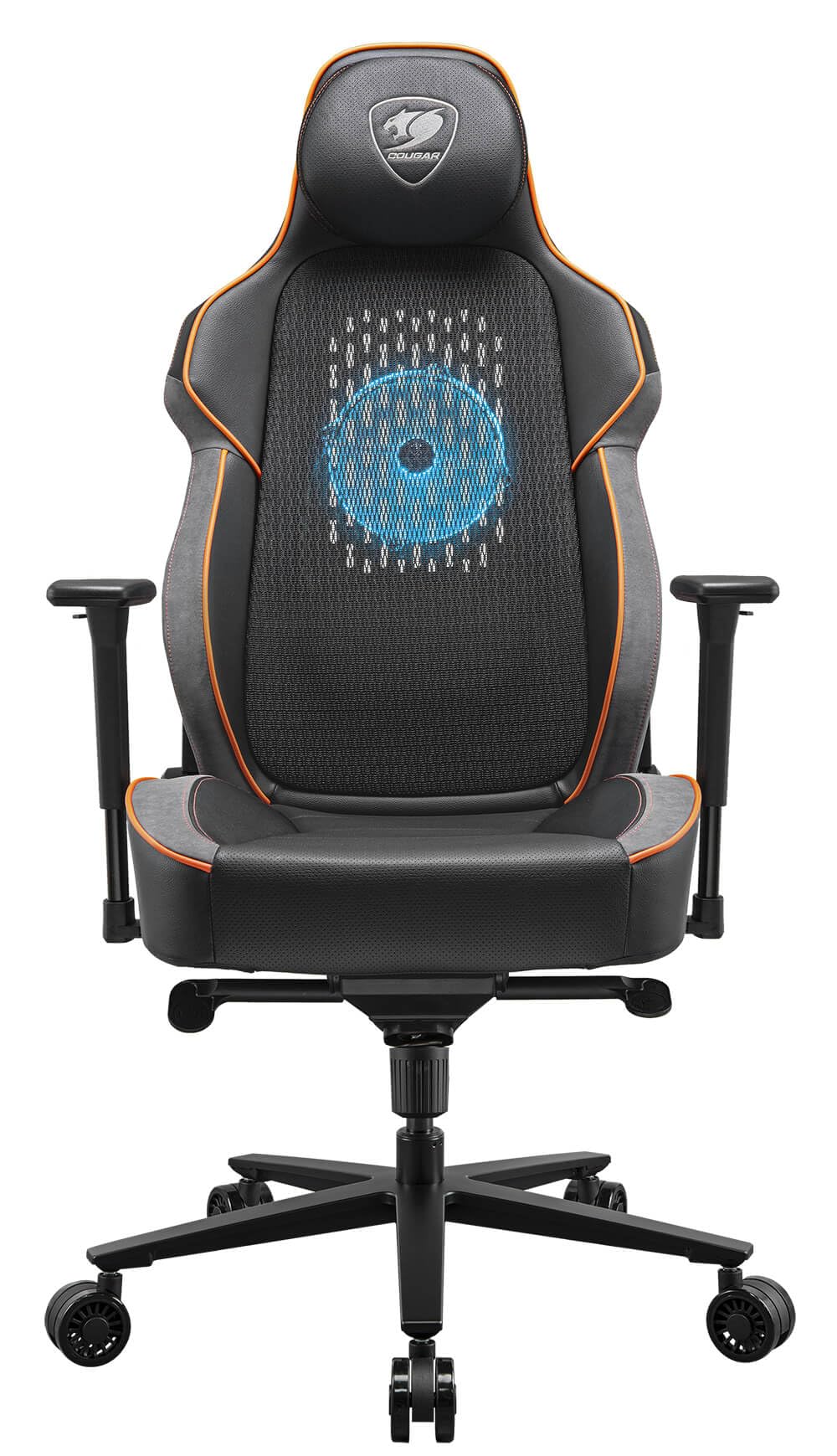 NxSys Aero Gaming Chair with The Integrated RGB Fan & with Premium PVC Leather (Black/Orange)