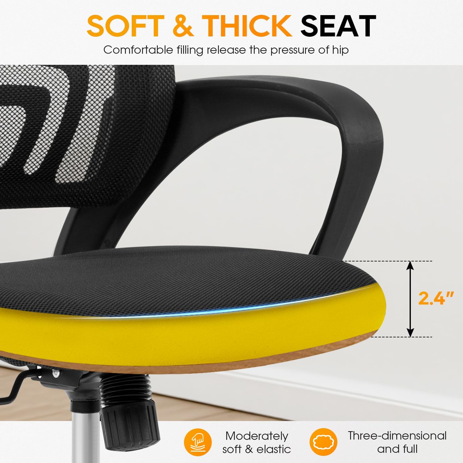 Ultimate Comfort: Ergonomic Mid Back Office Chair with Lumbar Support and Adjustable...