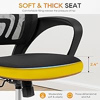 Vista 3 de BestOffice Silla ergonómica de oficina Silla de escritorio giratoria de respaldo medio Respaldo y soporte lumbar transpirable Altura Negro