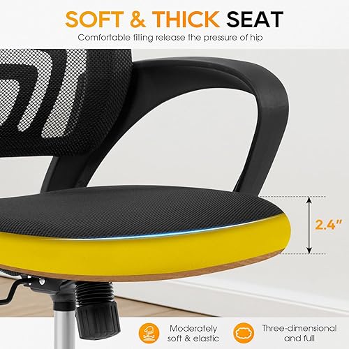 Miniatura 3 de BestOffice Silla de oficina ergonómica Silla de escritorio giratoria con respaldo medio Respaldo transpirable y soporte lumbar Altura ajustable
