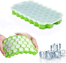 صينية مكعبات ثلج من السيليكون تتضمن 37 شبكة مع غطاء، قوالب ثلج على شكل هوني كومبي قابلة لاعادة الاستخدام ومثالية لصنع العصير والقهوة والمشروبات