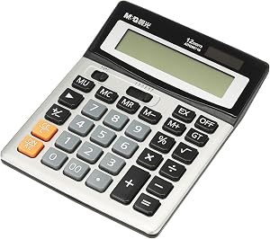 PATIKIL Desktop Calculator, Solar AA Battery Dual Powered 12 Digit Large LED Display Digital Clarity Office Calculators for Office Home Desktop, Grey ADG98716