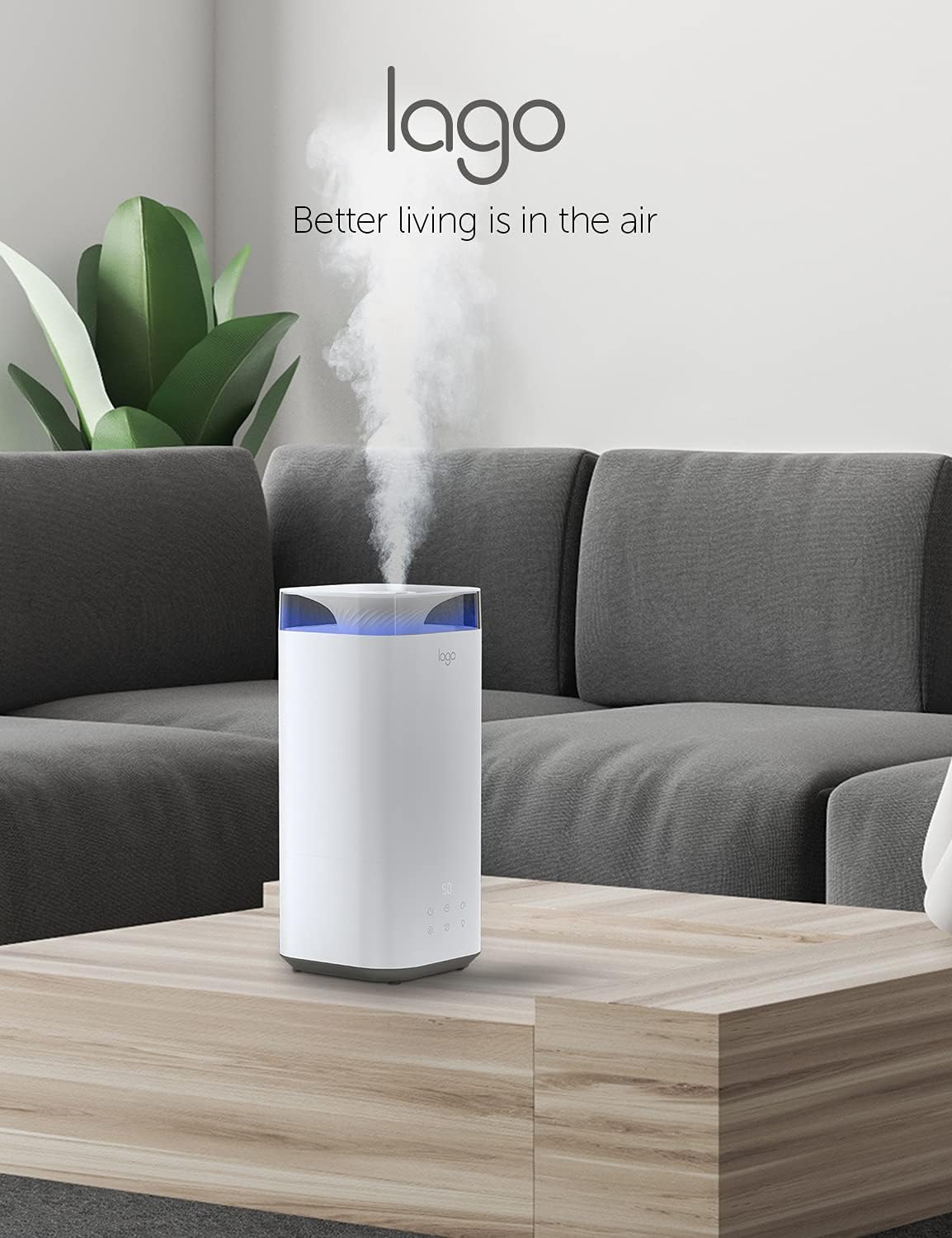 70% Off Everything Lago Ultrasonic Cool Mist Humidifier, 5L Premium Top Fill Humidifying Unit. Whisper-Quiet Operation, Automatic Shut-Off and Night Light Function, Includes Essential Oil Tray