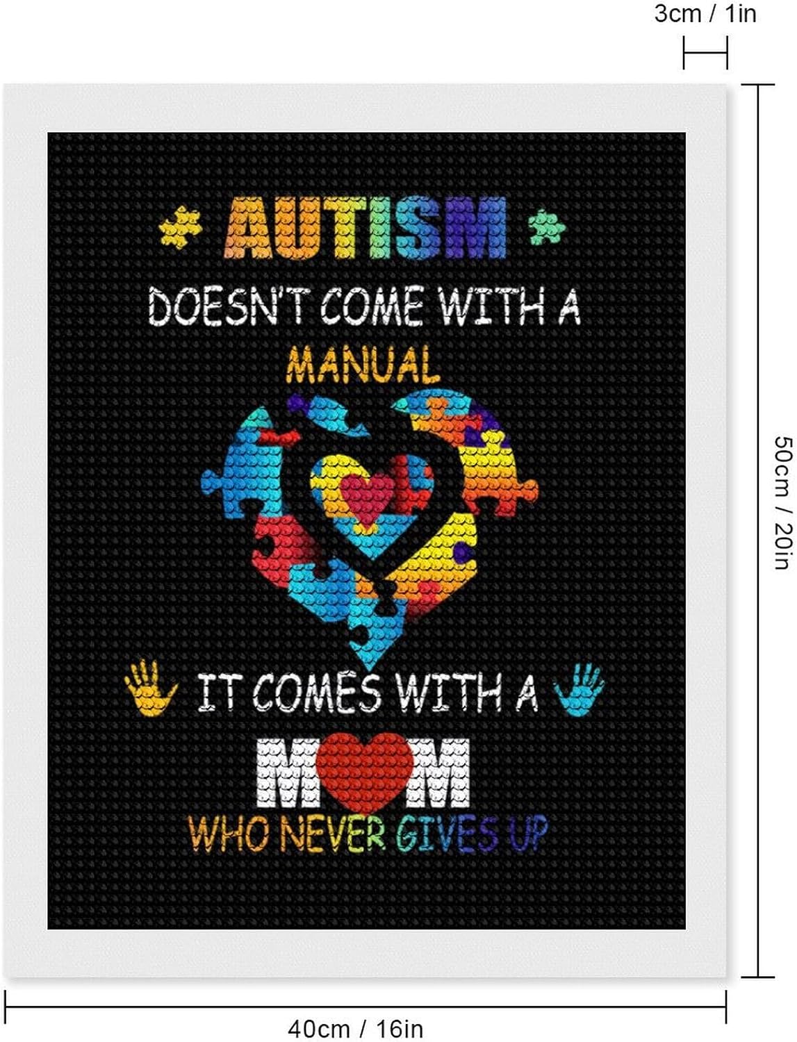 Dolrlasin Autism Awareness Mom Diamond Art Painting Art Kits for Adults Diamond Art Painting Diamond Art Kits 5D Diamond Art Painting Art Kits for Home Wall Decor 12x16inch
