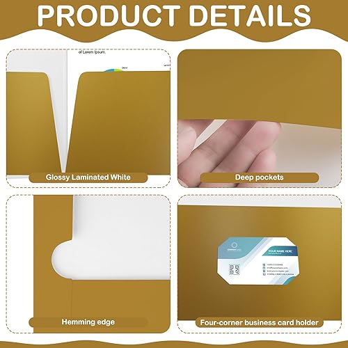 Vista 20 de Yeaqee Paquete de 125 carpetas de papel laminado brillante con 2 bolsillos, carpeta de presentación para el primer día de escuela, tamaño carta, dos