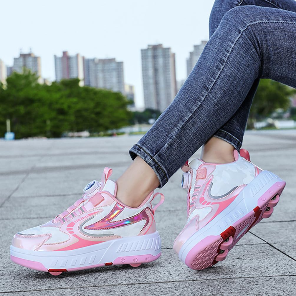 Dziewczęce buty na kółkach dla chłopców buty do deskorolki dla dzieci 2 w 1 wielofunkcyjne buty na rolkach buty na rolkach buty damskie, Rolka S37, 37 EU