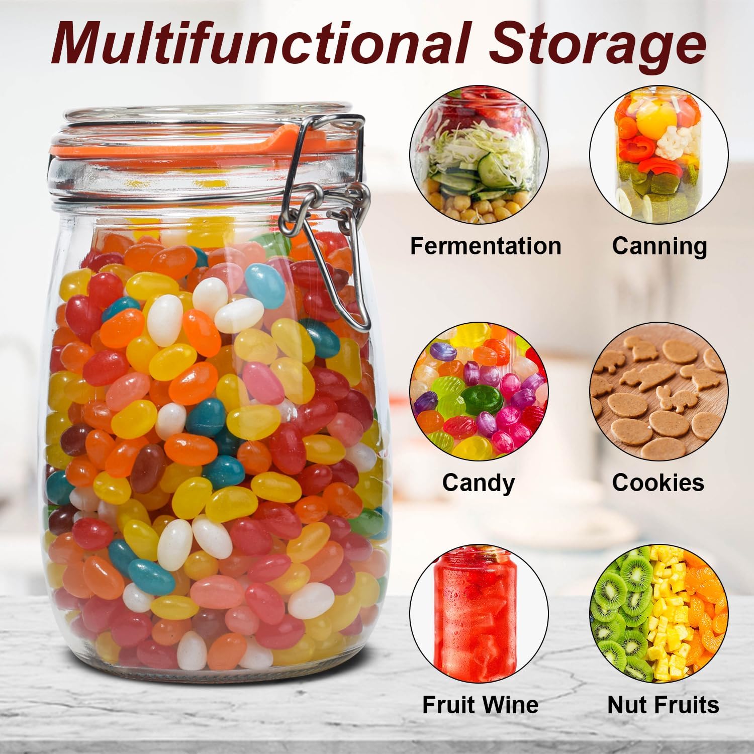 32 oz Wide Mouth Mason Jars,4 Pack Glass Pickling Jars with Airtight Lids,Air Tight Glass Storage Container for Canning,Pickling,Fermenting - Image 5