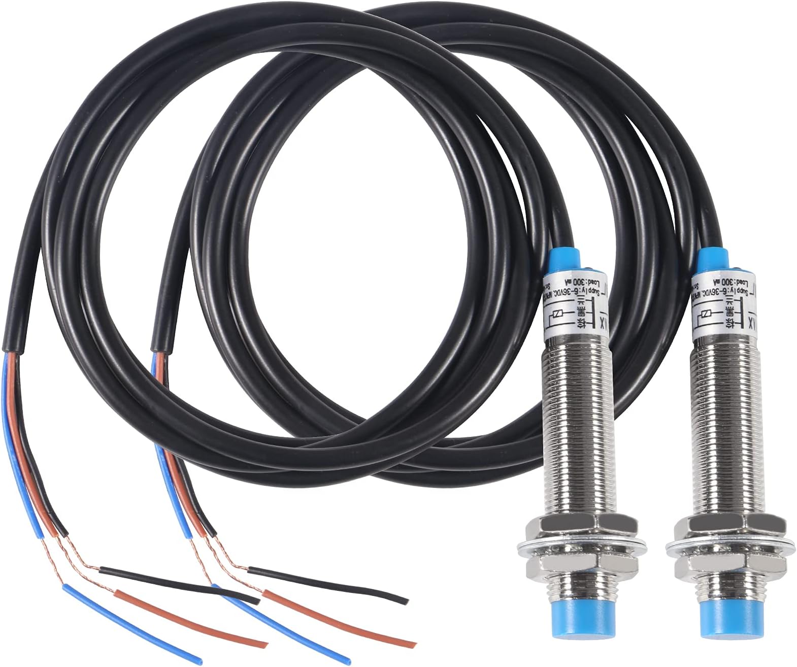 2Pcs LJ12A3-4-Z/AY M12 Approach Sensor Inductive Proximity Sensor Switch Detector Non-Shield Type PNP NC DC 6-36V 200mA 4mm Detecting Distance 3 Wire for 3D Printer Probe Bed Leveling,MCU Board