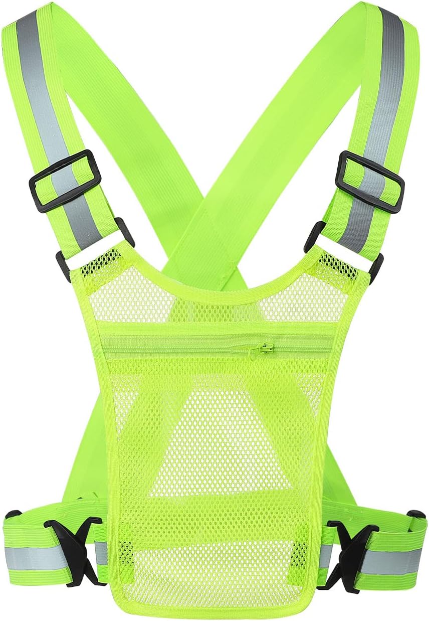 High Visibility Reflective Safety Vest for Men Women Night Walking Cycling Jogging with Phone Holder Storage Pouch