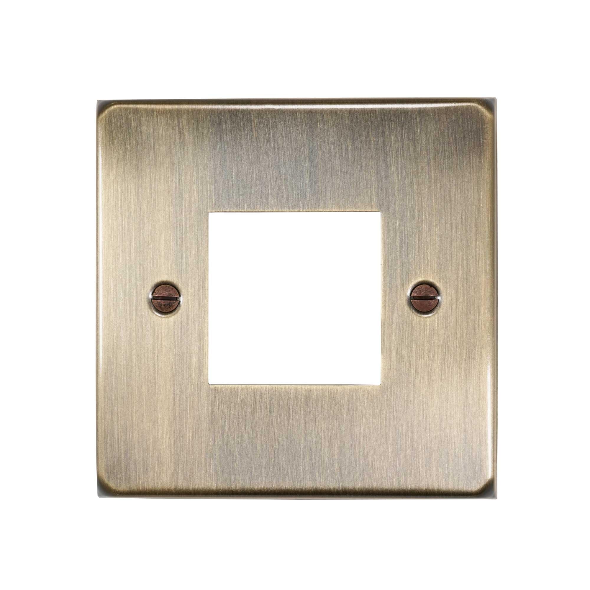 Elektek Double Victorian Brushed Antique Brass Effect Brushed Antique Brass Effect Plated Double Modern Light Switch Metal Cover Plate Conversion - No Wiring Or Switch Removal Necessary