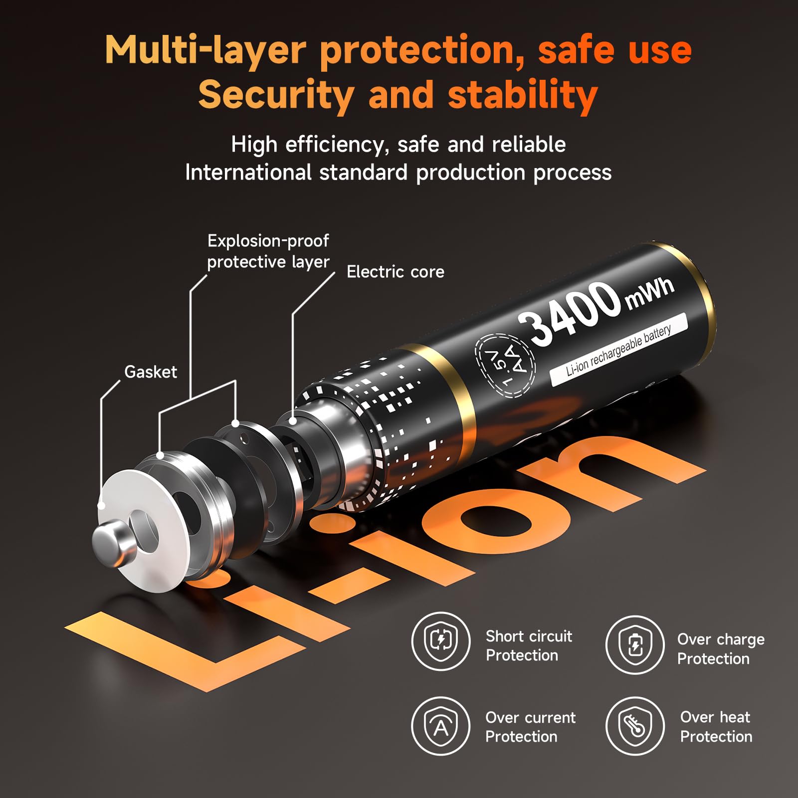 Lot de 8 piles AA 3400 mAh avec chargeur – 1,5 V/lithium AA rechargeables avec affichage LCD Chargeur rapide 4 emplacements pour piles Li-ion Mignon AA, Micro AAA