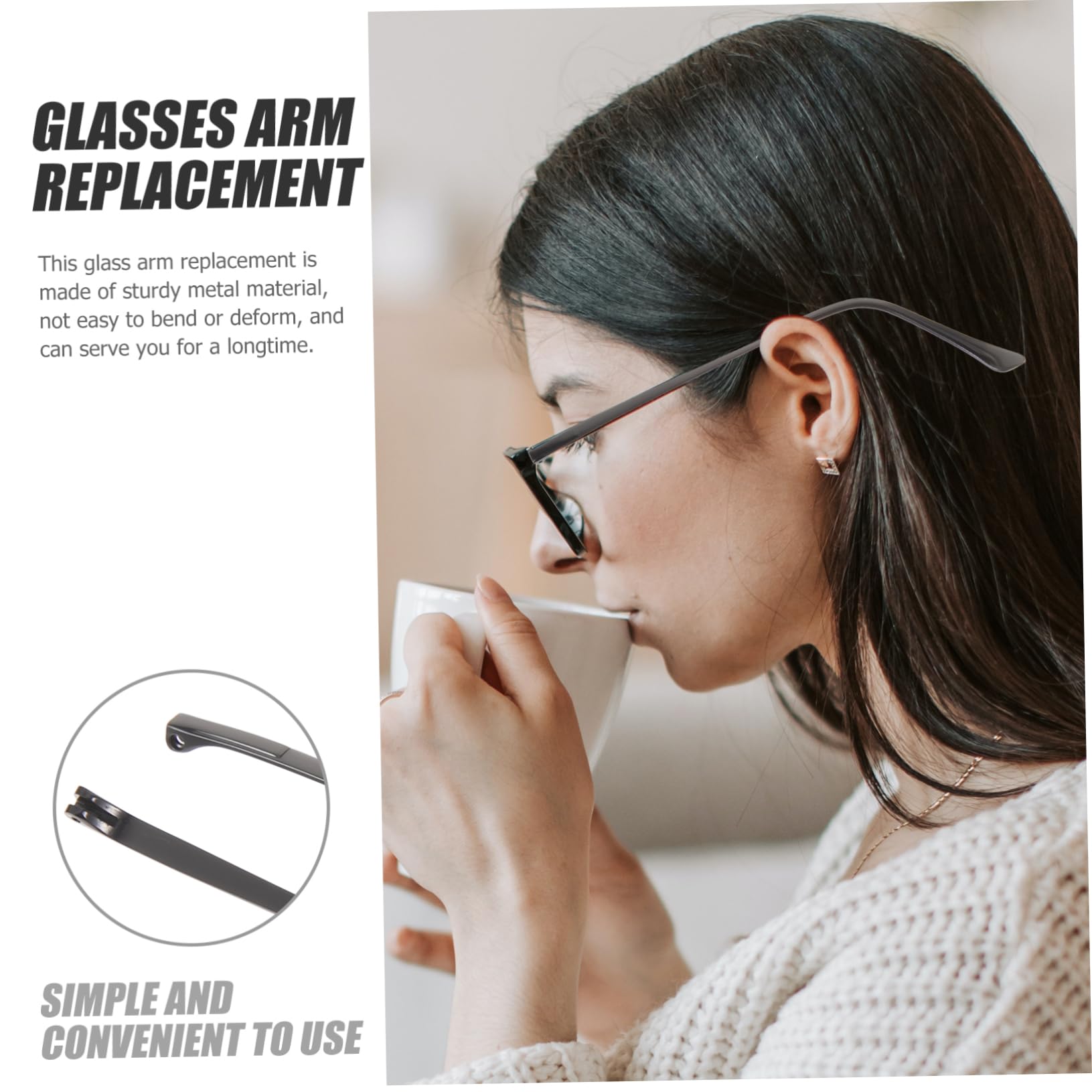 FRCOLOR 2pcs Metal Glasses Replacement Legs Eyeglass Temple Arms for Replacement Arms Double Teeth Temple