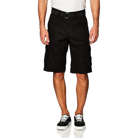 Ripstop Belted Men's Long Cargo Shorts