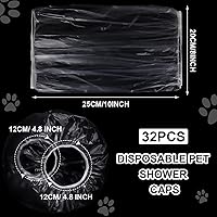 Vista 3 de Weewooday 32 gorras desechables para ducha para mascotas, cubiertas de plástico para orejas de perro, para baño, gotas, protector – Protección