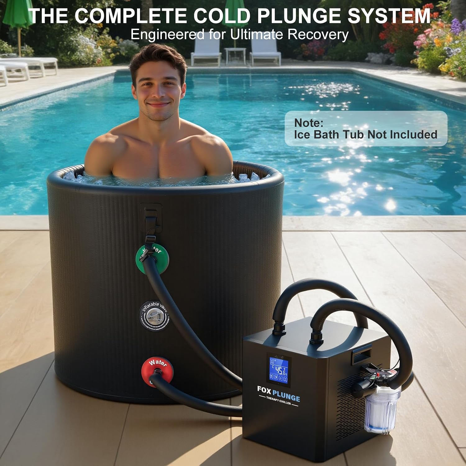 1/2HP Cold Plunge Chiller for Ice Bath – Works with Any Tub, External Filter & 2 Pumps, Hoses, Energy Efficient Ice Bath Water Chiller for Home Recovery