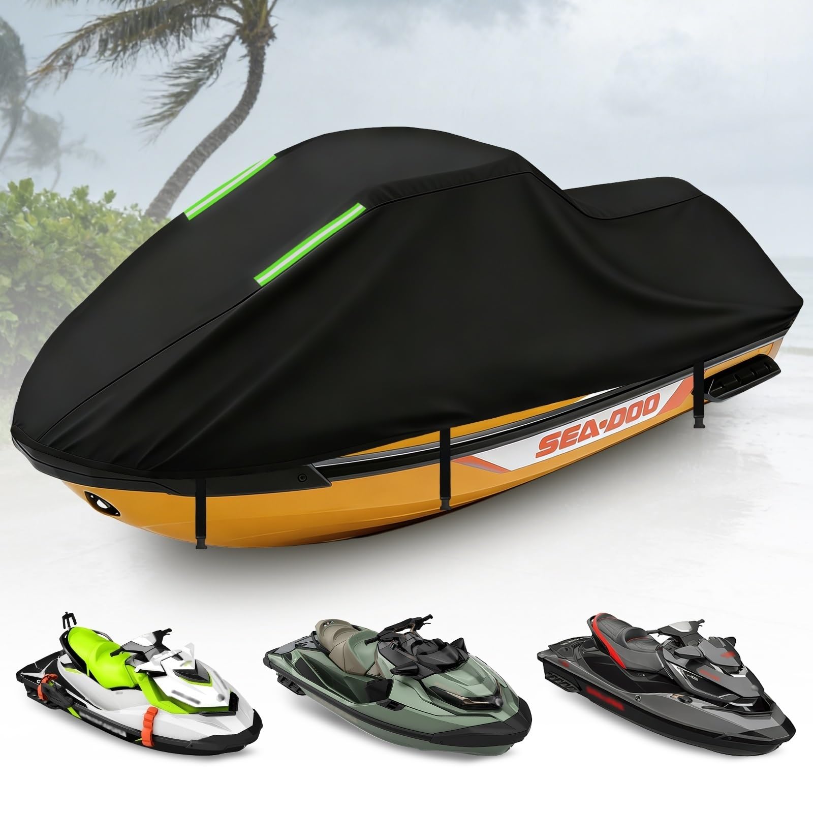 Housse Jet Ski Imperméable pour Sea-Doo GTX Limited 300|Housse de Jet-Ski Oxford Anti-UV pour extérieur | Protection Durable Tout Temps | Installation Facile | 3 Boucles Coupe-Vent
