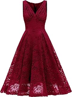 Women Vintage Halter Neck Floral Lace Hi-Lo Backless Bridesmaid Dress A-Line Short Prom Retro Cocktail Formal Swing Dress