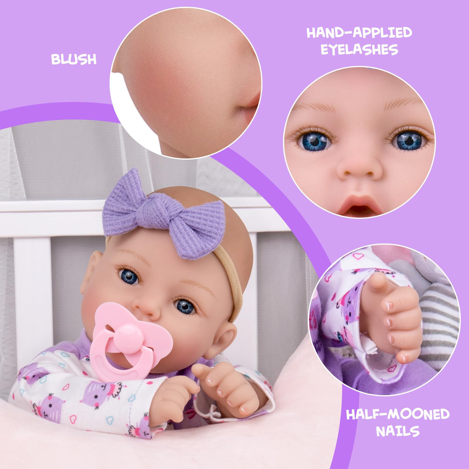 Muñecas de bebé recién nacidas realistas de 18 pulgadas que se ven reales, bonito juego de regalo para niños, futuros padres, abuelos 7