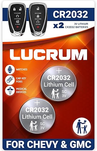 Batería de repuesto para llavero Chevy y GMC  2 unidades CR2032 para Silverado Equinox Malibu Traverse Cruze Acadia Terrain Impala Trax Tahoe Yukon