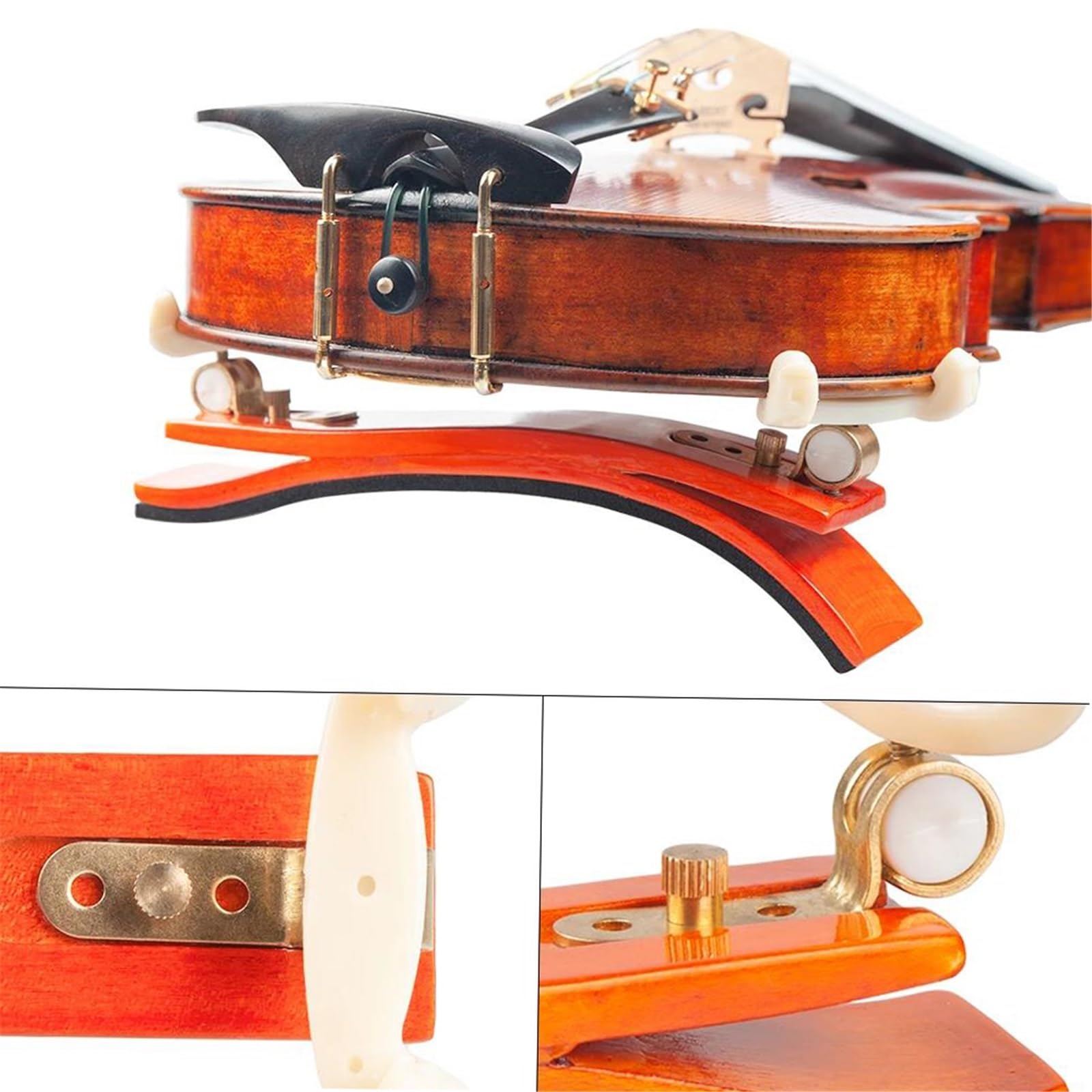 Reposapiés sencillo para violín Almohadilla de apoyo para hombro de violín de madera de arce estilo patas ajustables para 3/4 4/4