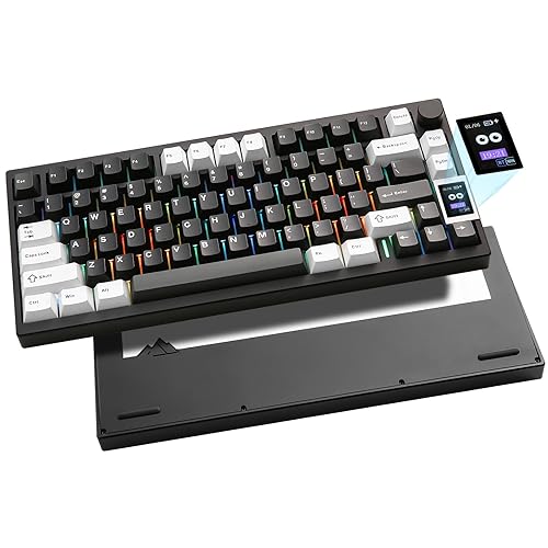 YUNZII AL80 Wireless Mechanical Keyboard,Full Aluminum CNC,Smart LCD Display,Hot Swappable Gasket 75% Layout with Knob,BT/2.4G/USB-C,QMK/VIA Support for Win/Mac (Black, Gateron Zero Switch) - Black - Gateron Zero Switch