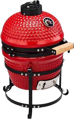 Miniatura 2 de Vasitelan Parrilla de carbón portátil de cerámica de 13 pulgadas, parrilla de carbón Kamado BBQ (estilo 2-negro)