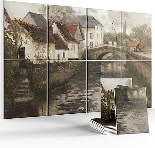 Vista 12 de Paneles acústicos de arte para pared, paneles de pared insonorizados de 47 x 31 pulgadas, paquete de 8 con 50 pestañas adhesivas extraíbles seguras
