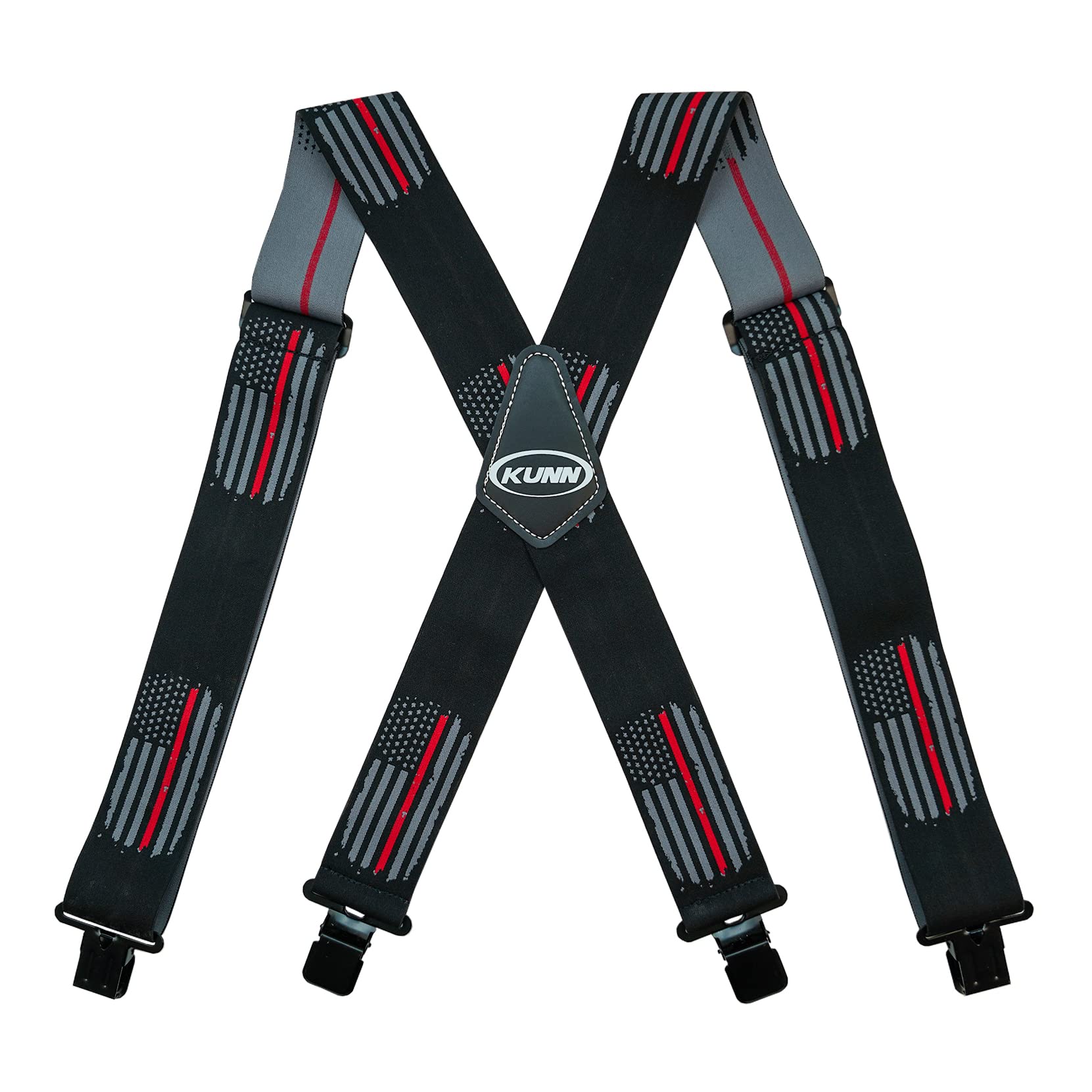KUNN Mens Suspenders X-Back 2 Inch Wide Elastic Suspender Heavy Duty Clips Work Suspenders