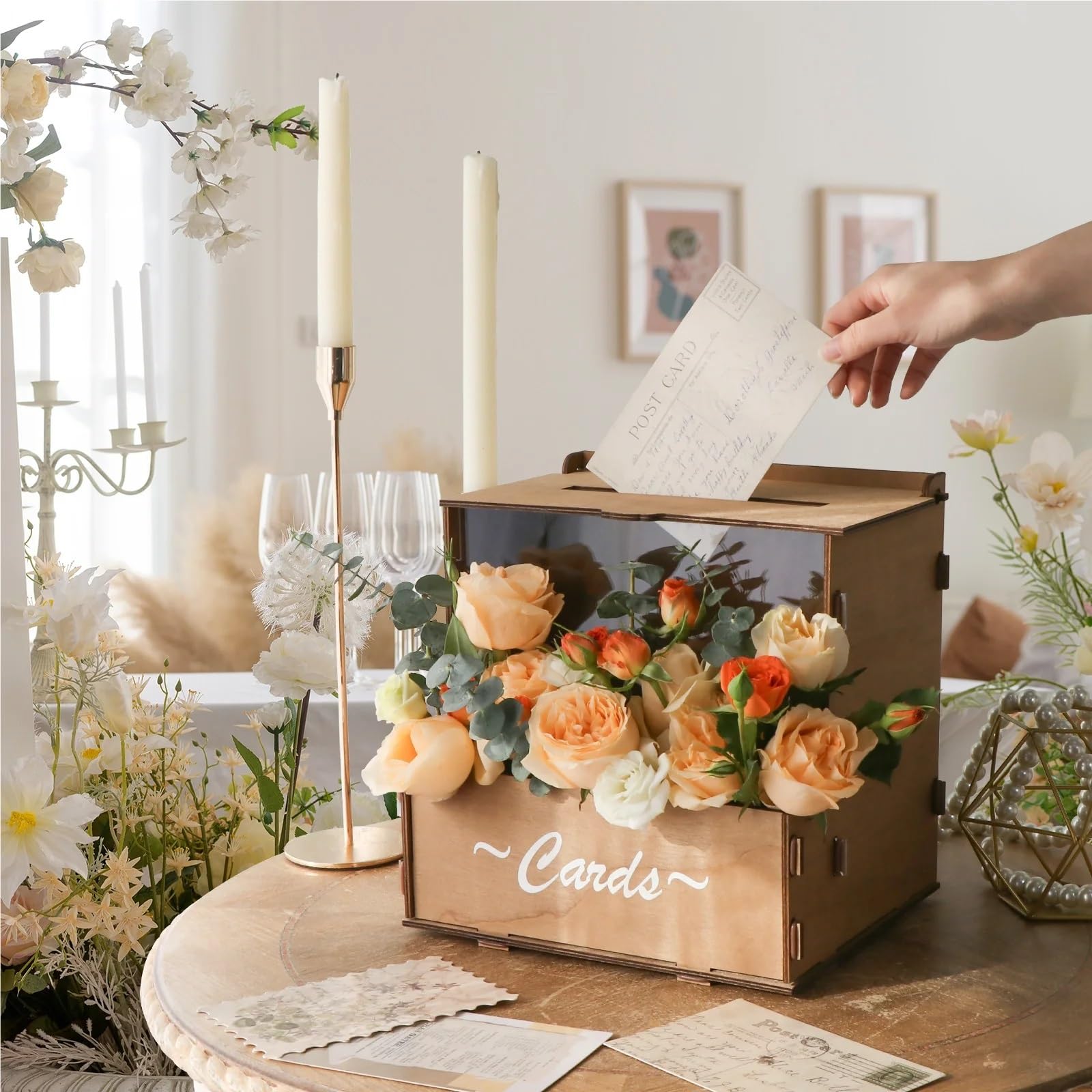 Hochzeitskartenbox Holz Hochzeitskartenbox mit Blumenkasten für Empfang Hochzeitsdeko Muttertag