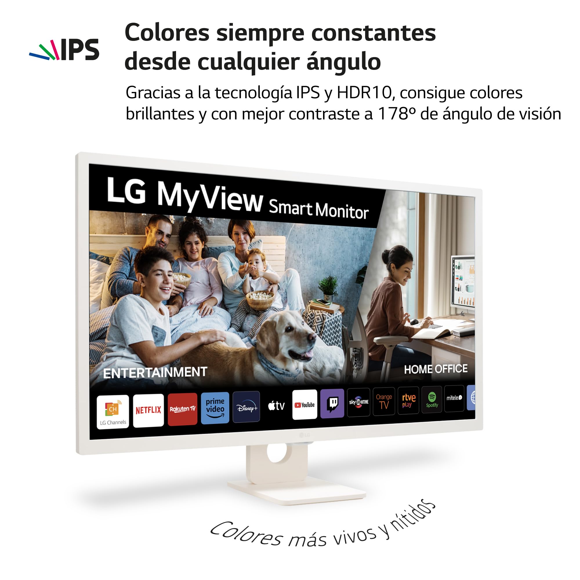 LG 32SR50F-W - Smart Monitor, 32", Pantalla IPS, 1920x1080, IPS, (16:9), webOS23, 250 nits, con Mando, Sin Cámara, Inclinación Ajustable, Blanco