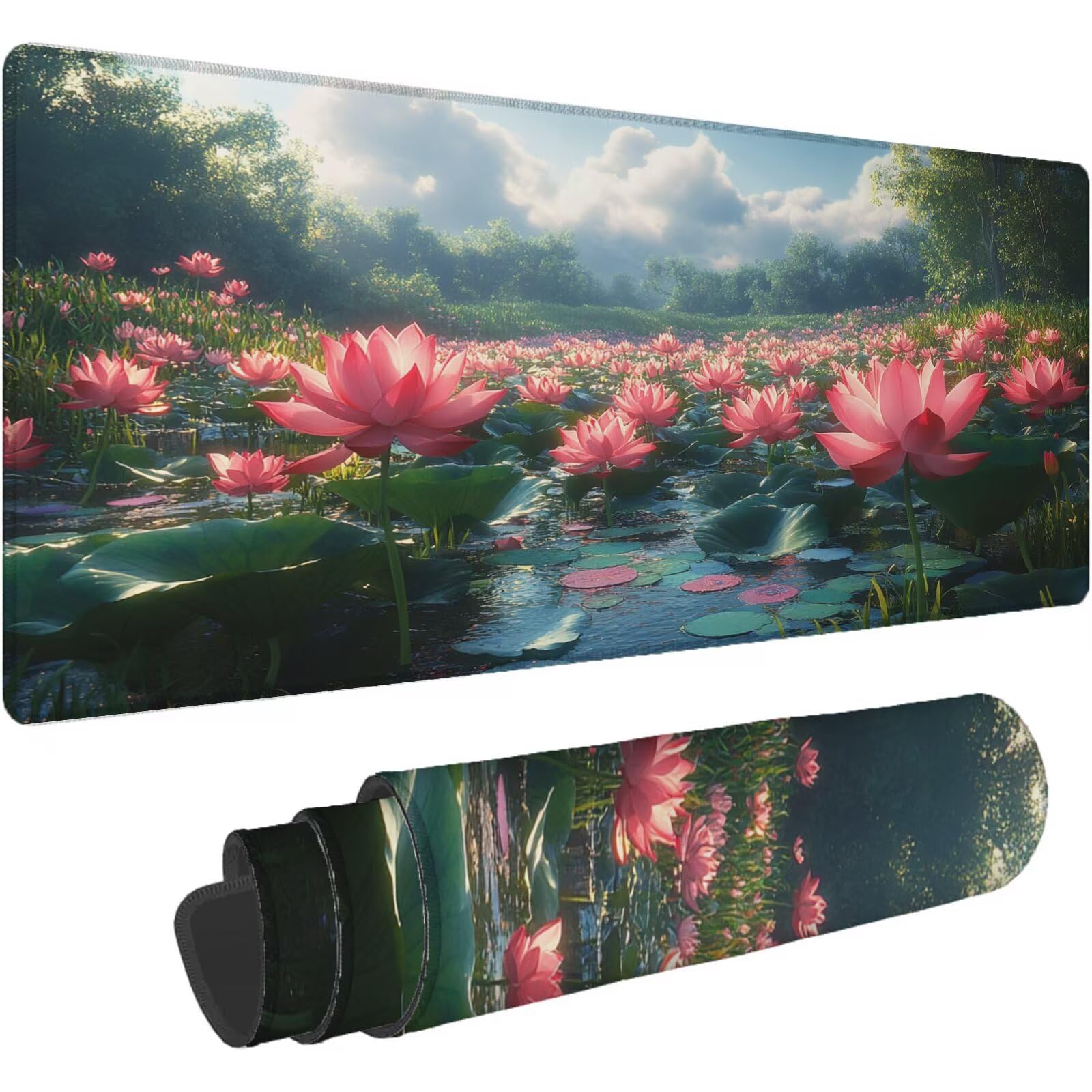 Podkładka pod mysz XXL 1400 x 700 mm różowa podkładka pod mysz kwiaty mata podkładka pod mysz do gier antypoślizgowa gumowa podstawa zszyte krawędzie akcesoria biurowe do gier do biura i komputera
