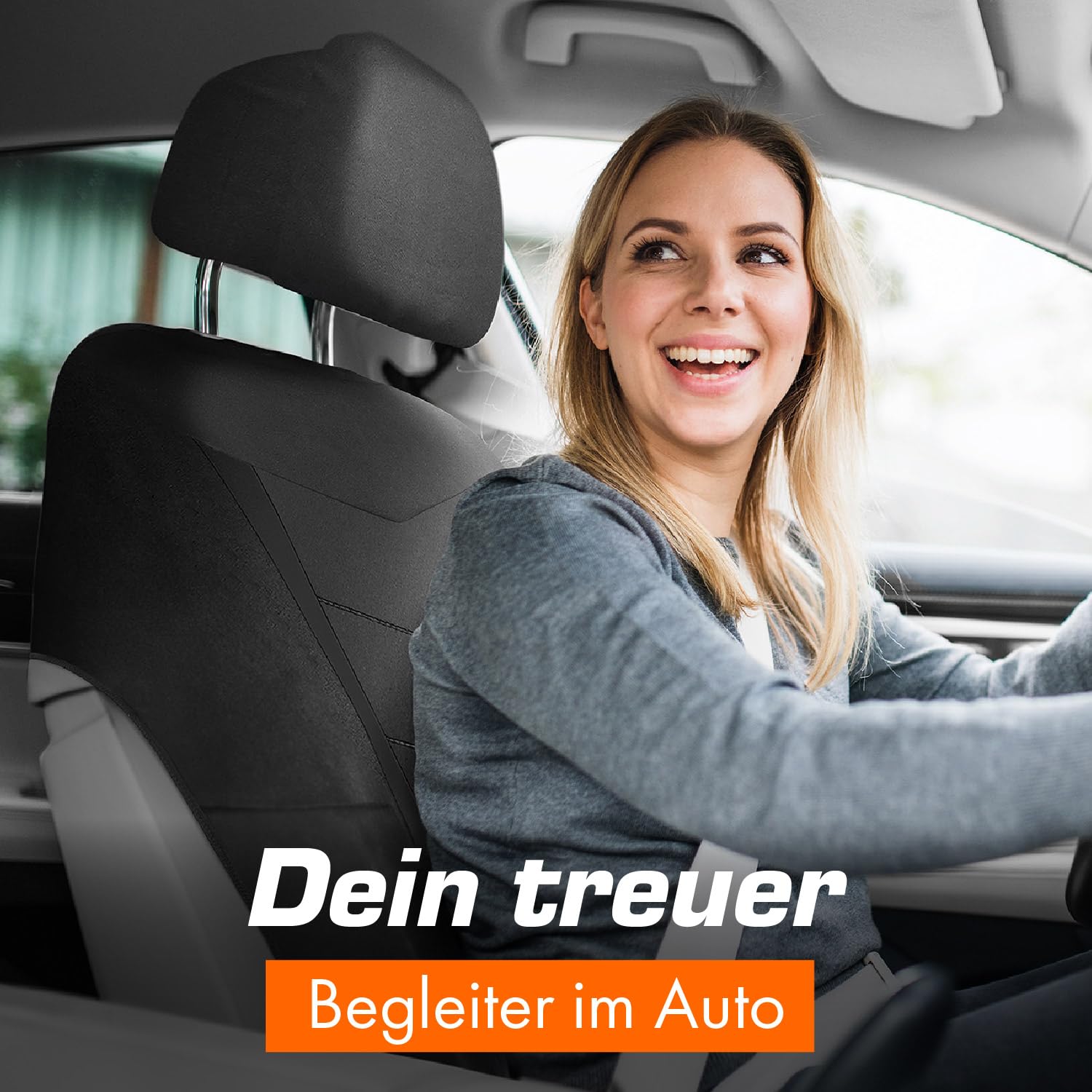 Upgrade4cars Autositzbezüge Set für die Vordersitze schwarz | Auto-Schonbezüge Universal Schwarz Auto-Sitzbezug Sommer Winter | Autozubehör Innenraum | Geschenke für Frauen und Männer