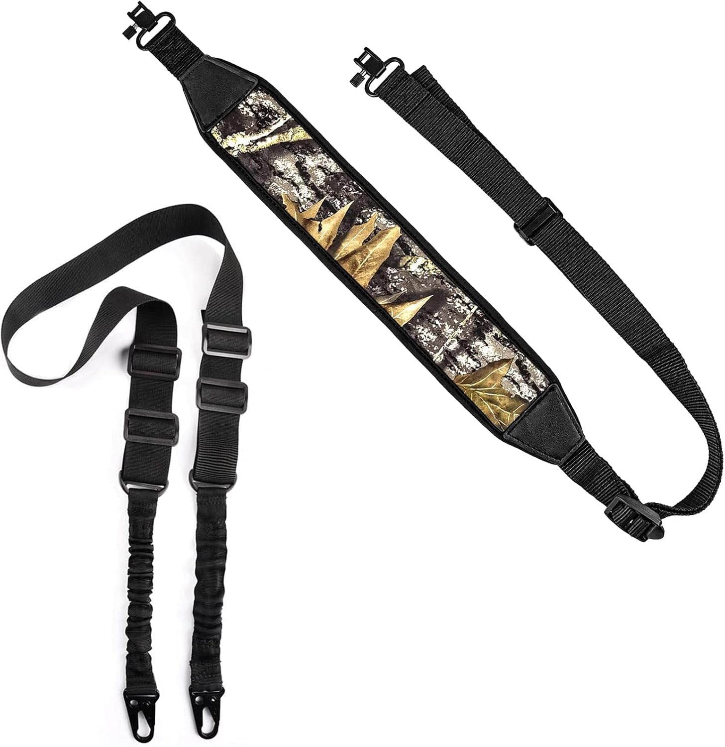 EZshoot 2 Point Rifle Sling with Swivels, Anti-Slip Shoulder Padded Strap Length Adjustable Camo Black & EZshoot 2 Point Rifle Sling Adjustable Traditional Sling with Metal Eagle Hook 1 Pack : Sports & Outdoors