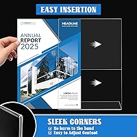 Vista 5 de Laerjin Acrylic Sign Holder 8.5 x 11 - 10 Pack Clear Slanted L-Shaped Display Stand, Flyer & Menu Frame, Side Loading Paper Signage Holder - Office