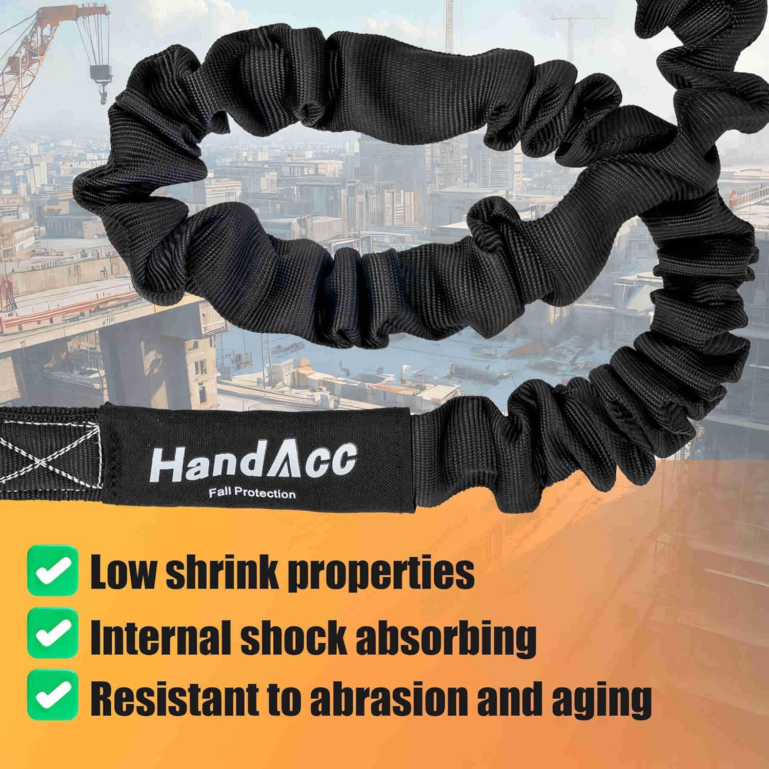 Safety Belt Fall Protection Kit With Shock Absorbing Lanyard, Full Body Construction Protection Fall Arrest ANSI Compliant