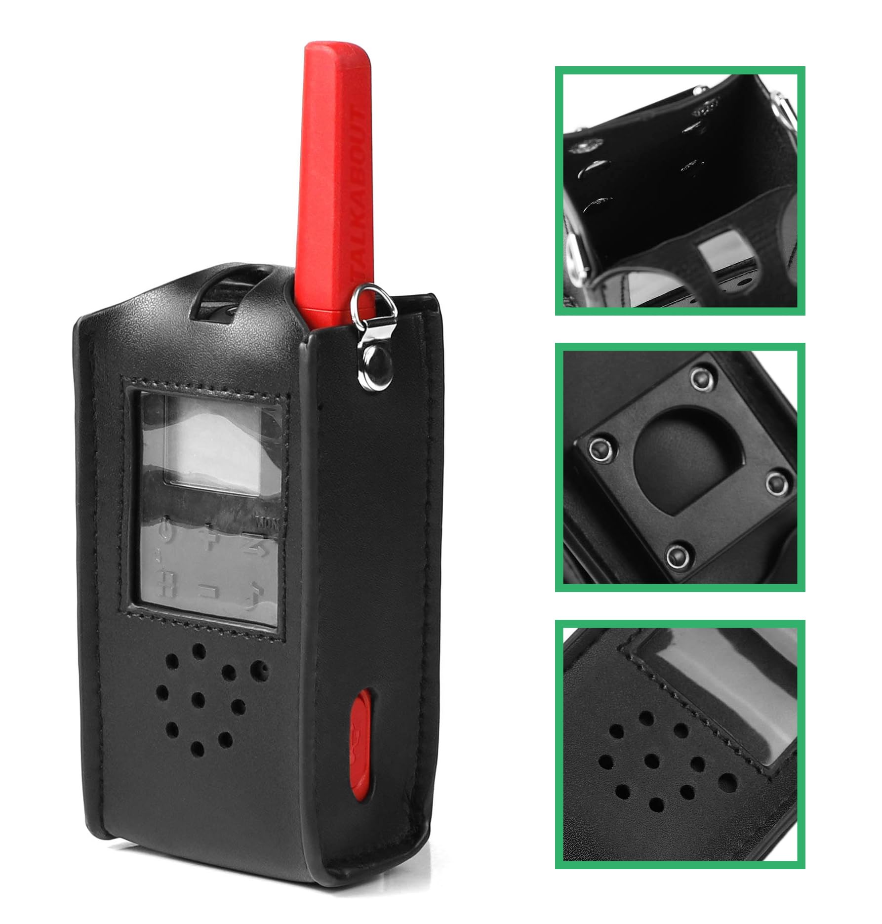 SUNDELY Carrying Case Holder Holster Pouch Bag PU Compatible with Motorola Radio Talkabout T62 Walkie Talkie with Strap D Ring & Clip on Belt Loop - Image 4