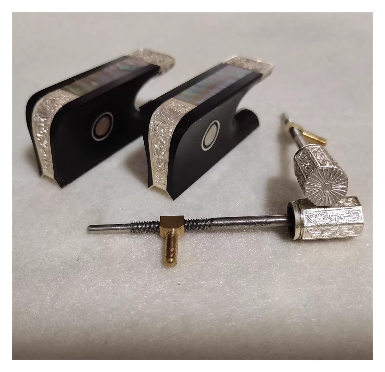 Ebenholz Silber Violine Bratschenstimmen 4/4 | Silberne geschnitzte Ebenholzteile passen for 4/4 Violinen und Bratschen