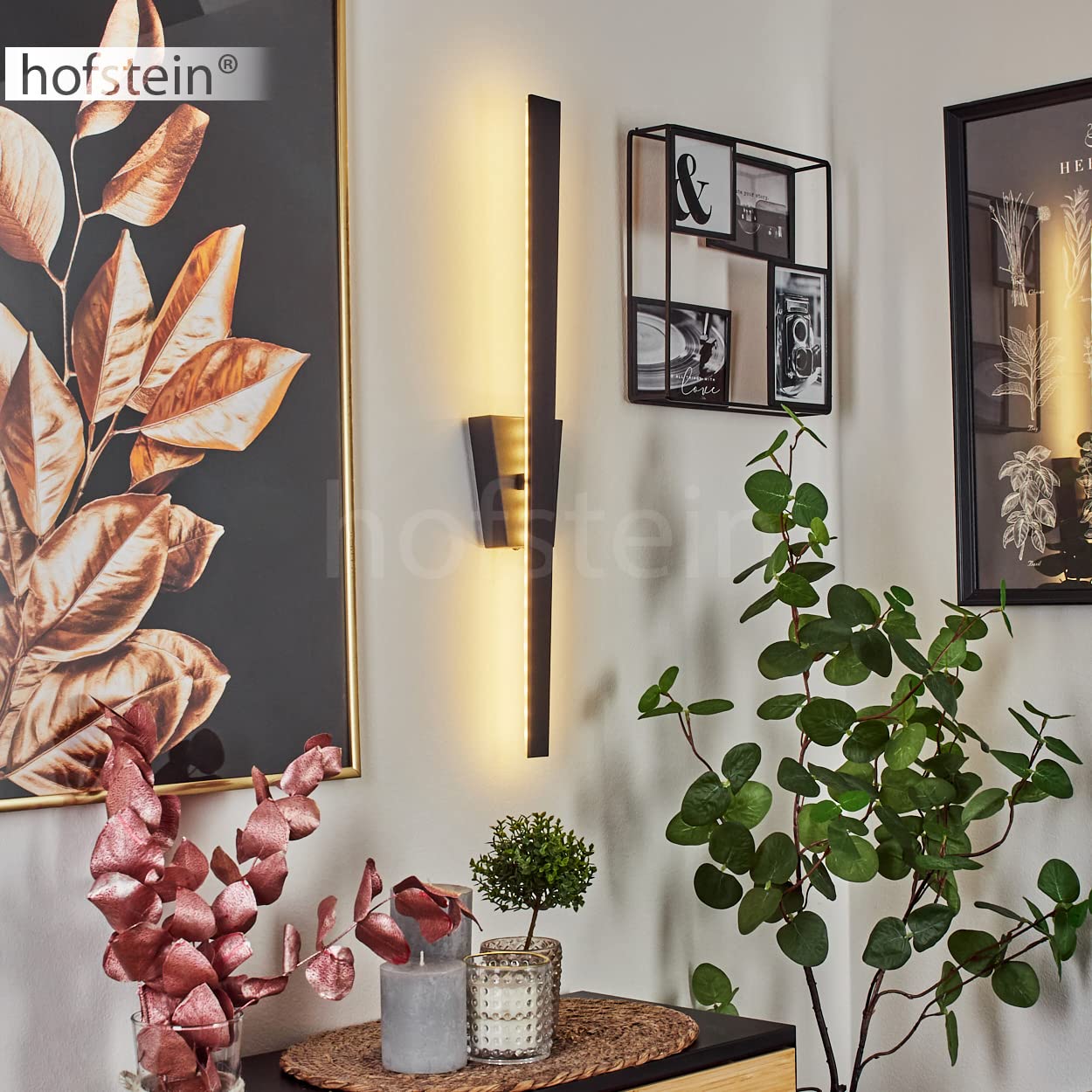 HOFSTEIN LED Wandleuchte Meels, moderne Wandlampe aus Metall/Kunststoff in Schwarz/Weiß, 480 Lumen, 3000 Kelvin, 6 Watt, Wandspot mit An-/Ausschalter und Lichteffekt, Wohnzimmer, Esszimmer, Flur
