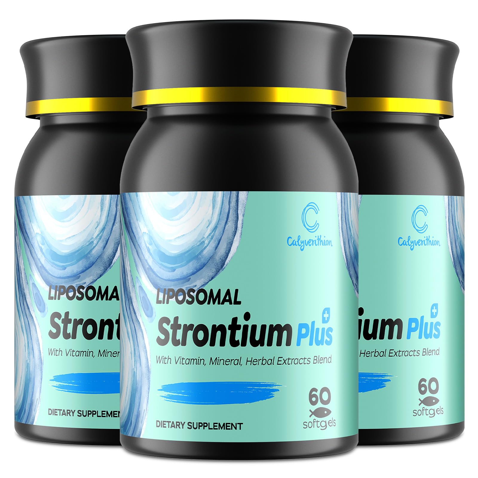 Liposomal Strontium Citrate 680mg Supplement – High Absorption Bone Health & Density Support, with Calcium, Magnesium, Vitamin K2 MK-7, Bone Strength Formula, 180 Softgels 60 Count (Pack of 3)