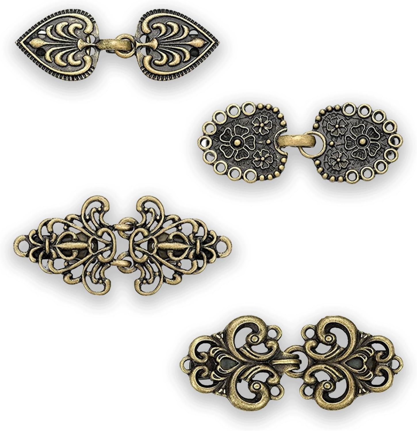 4PCS Vintage Sweater Clips, Metal Shawl Clasp for Cardigan Clothing