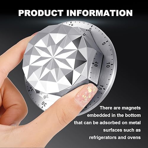 Miniatura 5 de Guiqulai Temporizador de cocina, temporizador mecánico de acero inoxidable, temporizador de cocina magnético con temporizadores de alarma para