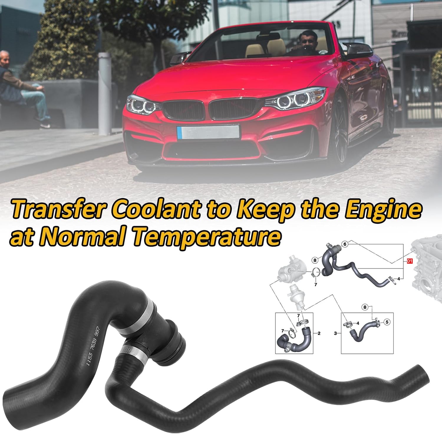 11537639997 CHE0636 Radiator Coolant Hose 2009-2017 for BMW 1 2 3 4 5 Z4 Series 125i 220i 320i 328i 420i 428i 428i xDrive 520i sDrive20i sDrive28i Replacement # 11537603512 765515 021792