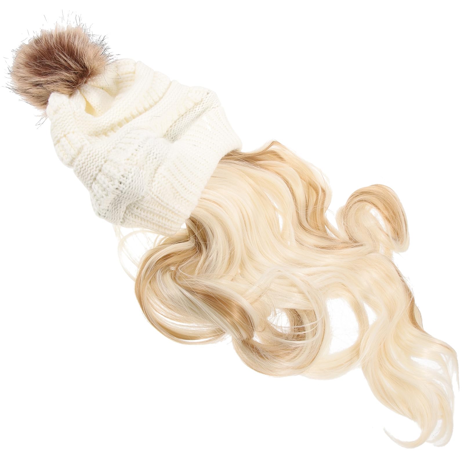 Bonnet postiche amovible cheveux dorés pour masquer une perte de cheveux en hiver - 8