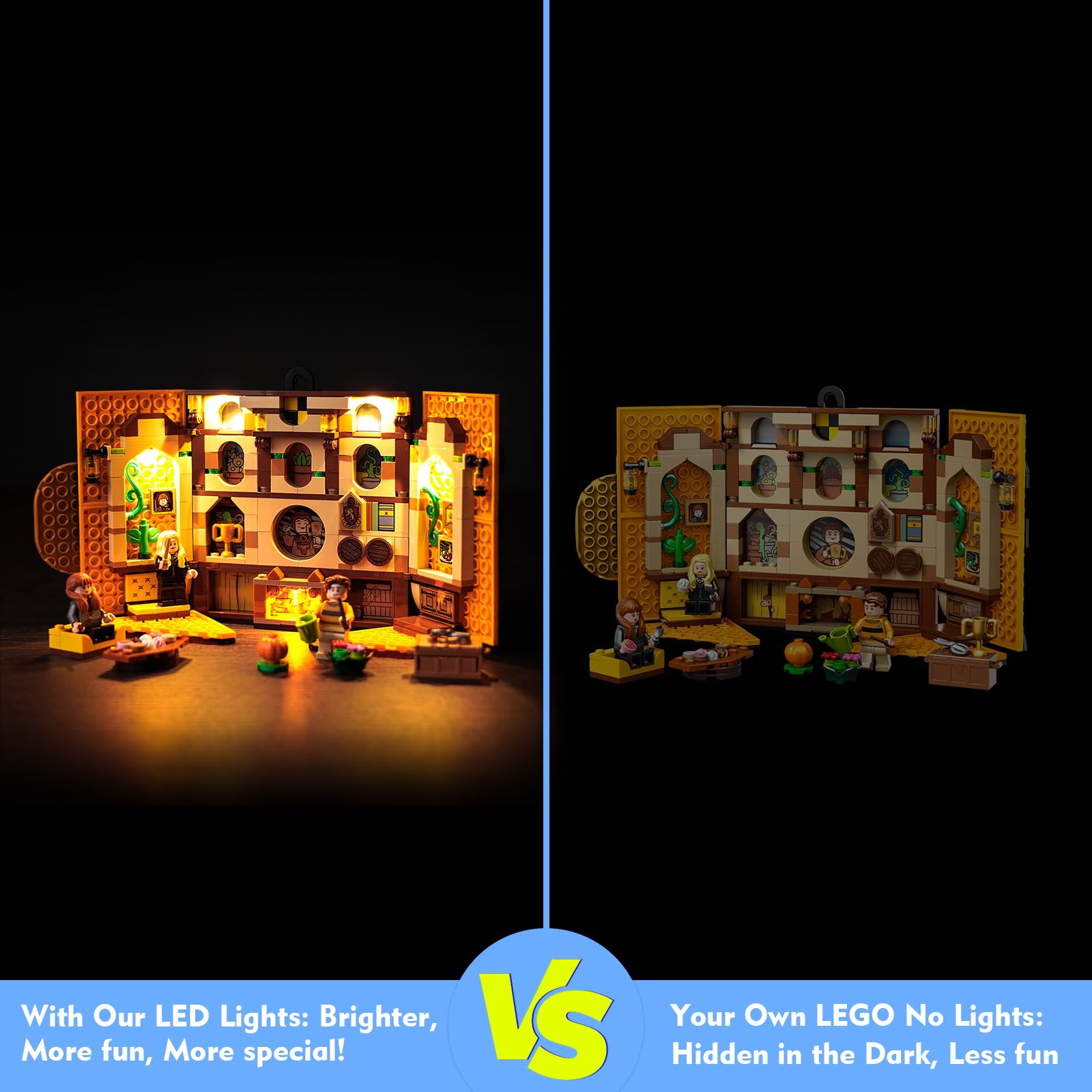 Kit di luci per striscione Lego Tassorosso House, set di illuminazione per Lego 76412 Harry Potter Hufflepuff House Banner - Modelli non inclusi, solo kit di luci (76412-Tassorosso)