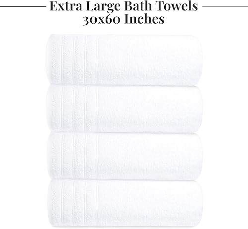 Vista 81 de Tens Towels Paquete de 4 toallas de baño extragrandes de 30 x 60 pulgadas, 100% algodón, más grandes y ligeras, más rápidas de secar, súper suaves