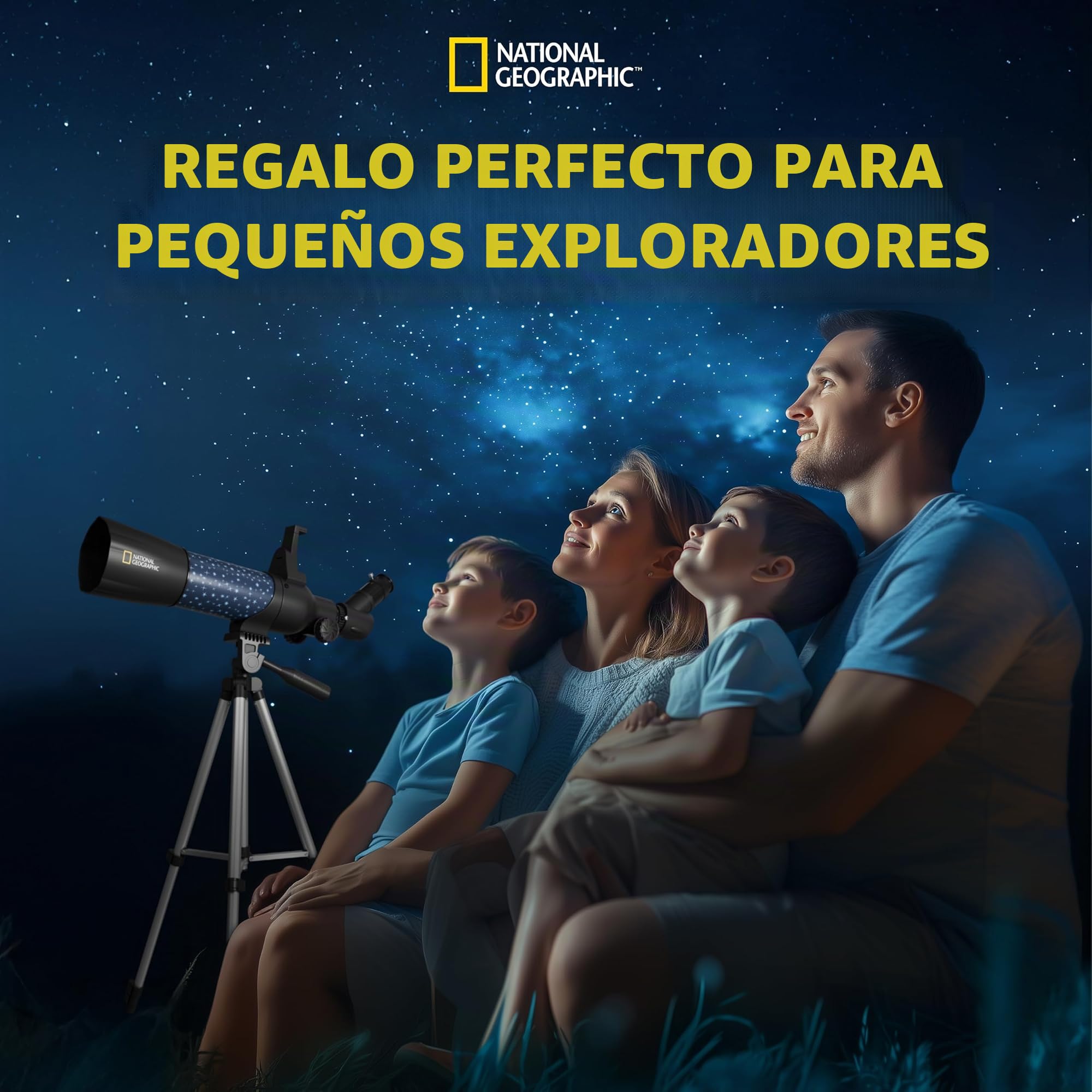 National Geographic Smart AR - Telescopio Infantil con trípode, Mochila, Soporte para Smartphone y aplicación de Realidad Aumentada