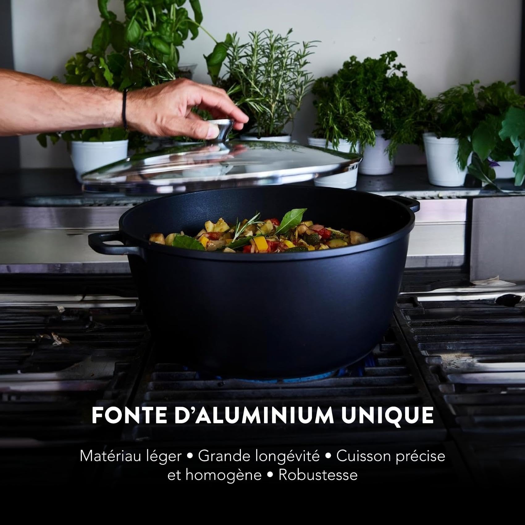 Mijoteuse haute 32 cm + couvercle verre - 10 Lt - fonte aluminium CERAMIQUE