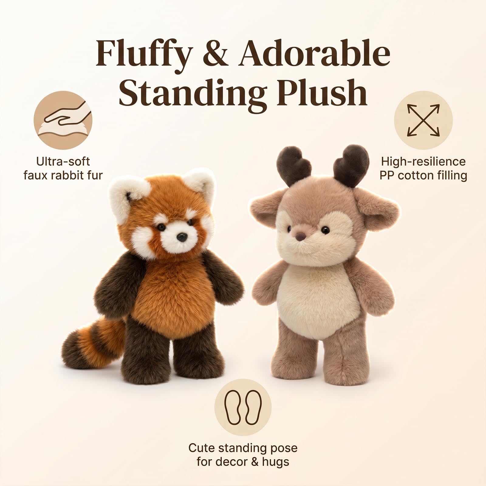 Générique Peluche Qui Court Panda Roux 55 cm, Doudou Anti-Stress Interactif, Cadeau Anniversaire Fêtes