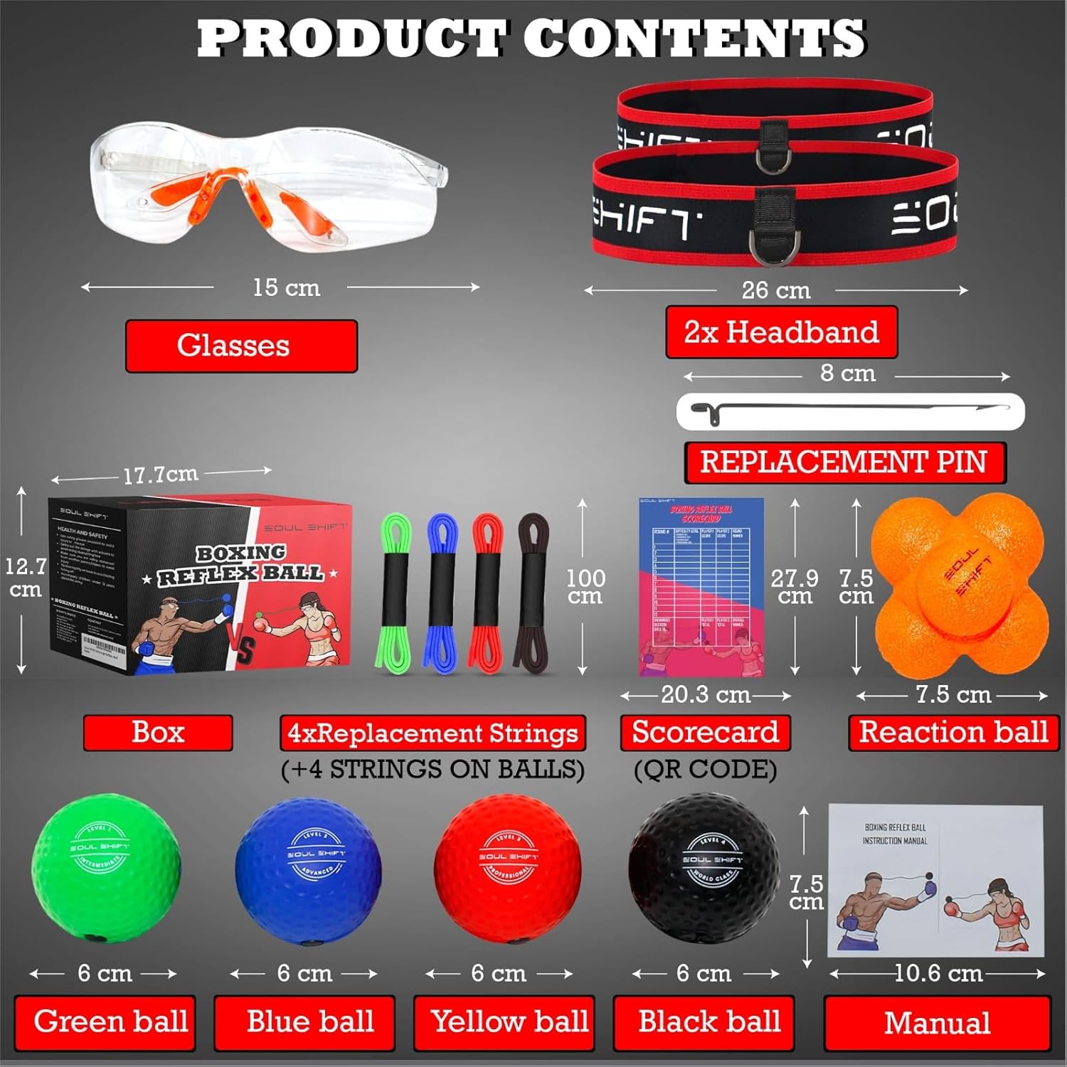 Soul Shift Boxing Reflex Ball Set | Competition Edition for Kids & Adults | Train Speed, Focus & Hand-Eye Coordination | Adjustable Headbands & Multiple Balls | Fun Home, Gym & MMA Training Equipment