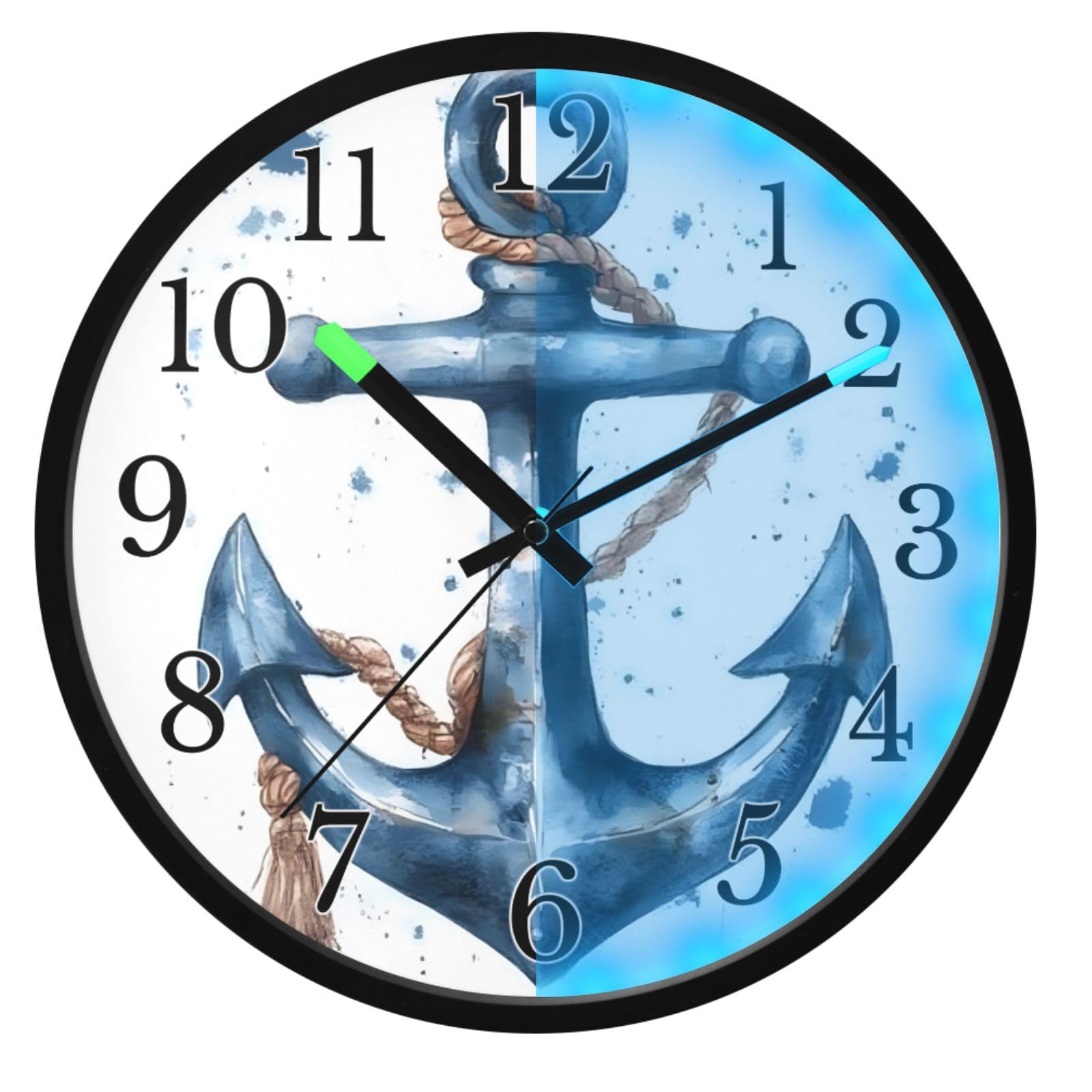 Veilleuse pour chambre sous forme d'horloge murale lumineuse bleue sans tic-tac